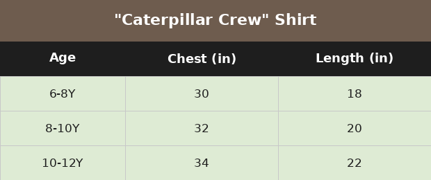 Size chart