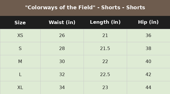 Size chart