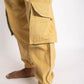 Beige cargo pants on a white background