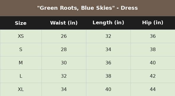 Size chart