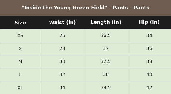 Size chart