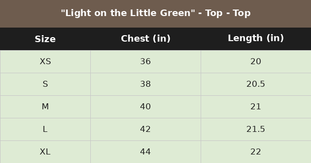 Size chart