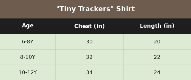 Size chart