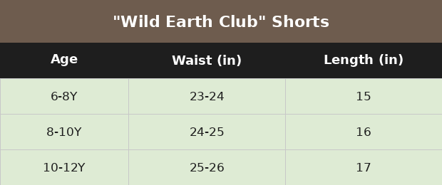 Size chart
