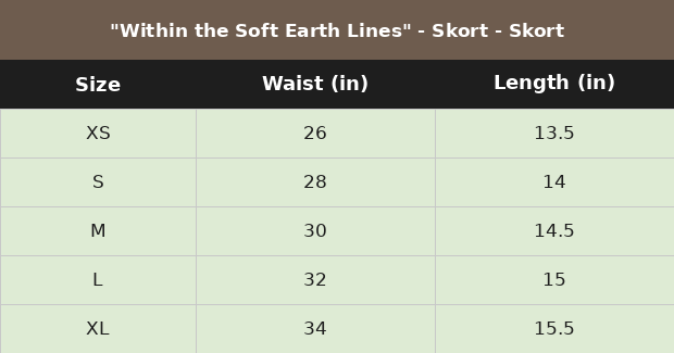 Size chart